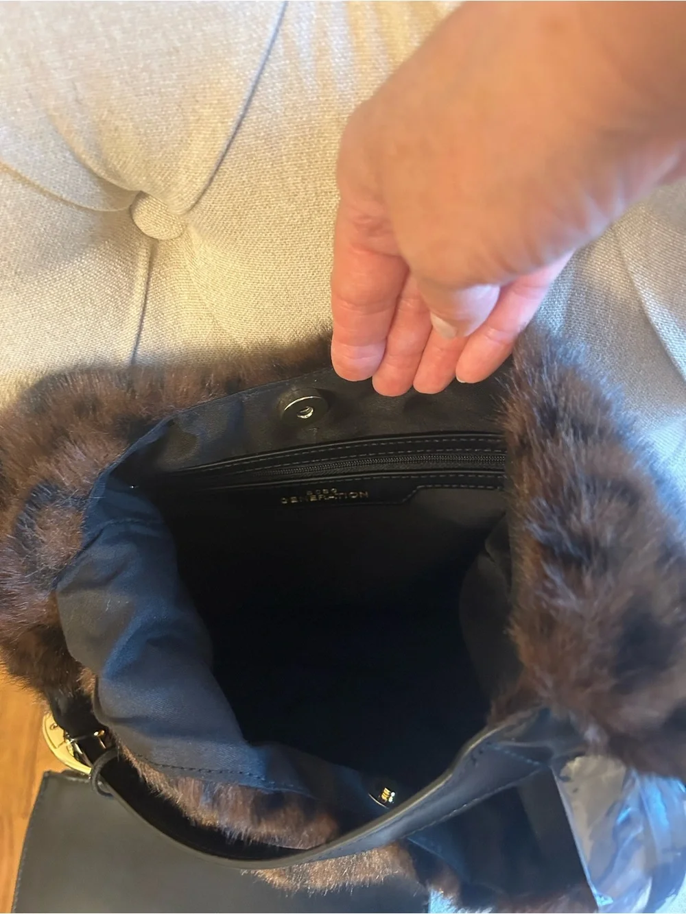 BCBGeneration Tik Tok Viral Leopard Faux-Fur Shoulder Bag with Black Handle(NWT)